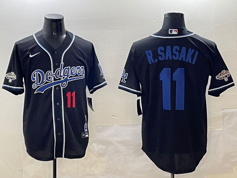 Men Los Angeles Dodgers #11 R.Sasaki Black Fashion Game 2025 Nike MLB Jersey style 3067